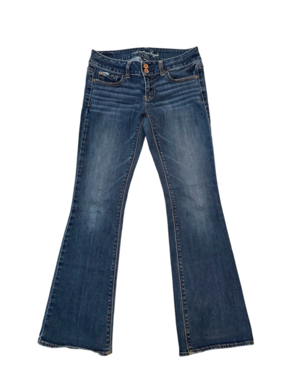 American Eagle Artist Bootcut Jeans Womens 4 Regular Low-Rise Distressed Denim